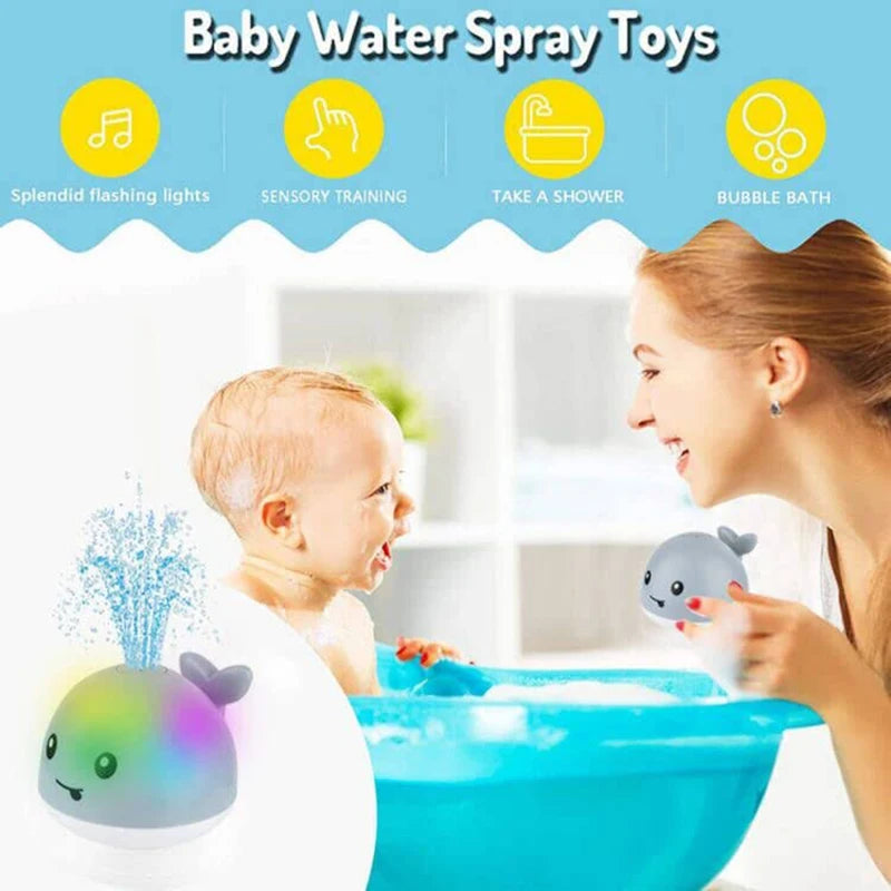 Whale Water Spraying Bath Toy - Light Up Automatic Sprinkler for Toddlers and Kids - Fun Bathtub Gift for Boys and Girls