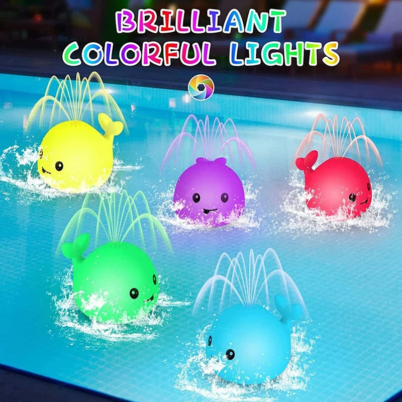 Whale Water Spraying Bath Toy - Light Up Automatic Sprinkler for Toddlers and Kids - Fun Bathtub Gift for Boys and Girls