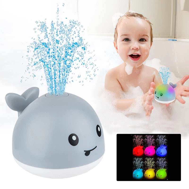 Whale Water Spraying Bath Toy - Light Up Automatic Sprinkler for Toddlers and Kids - Fun Bathtub Gift for Boys and Girls